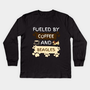 Fueled by Coffee and Beagles Kids Long Sleeve T-Shirt